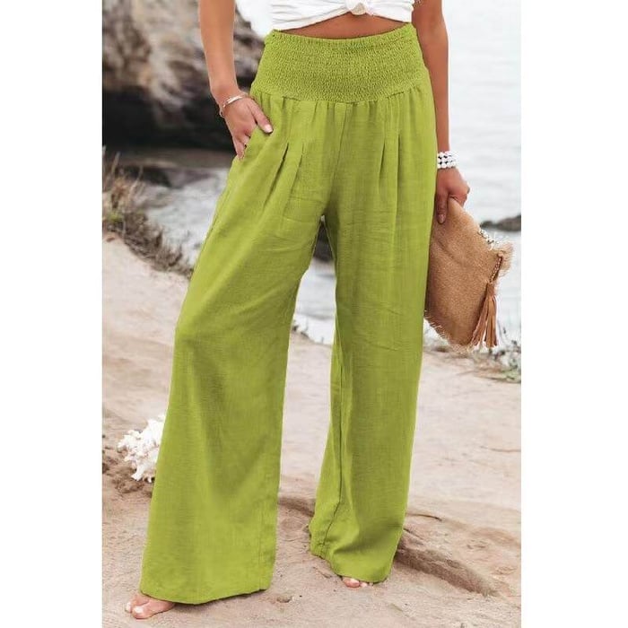 Quinley - Lniane spodnie z stretch