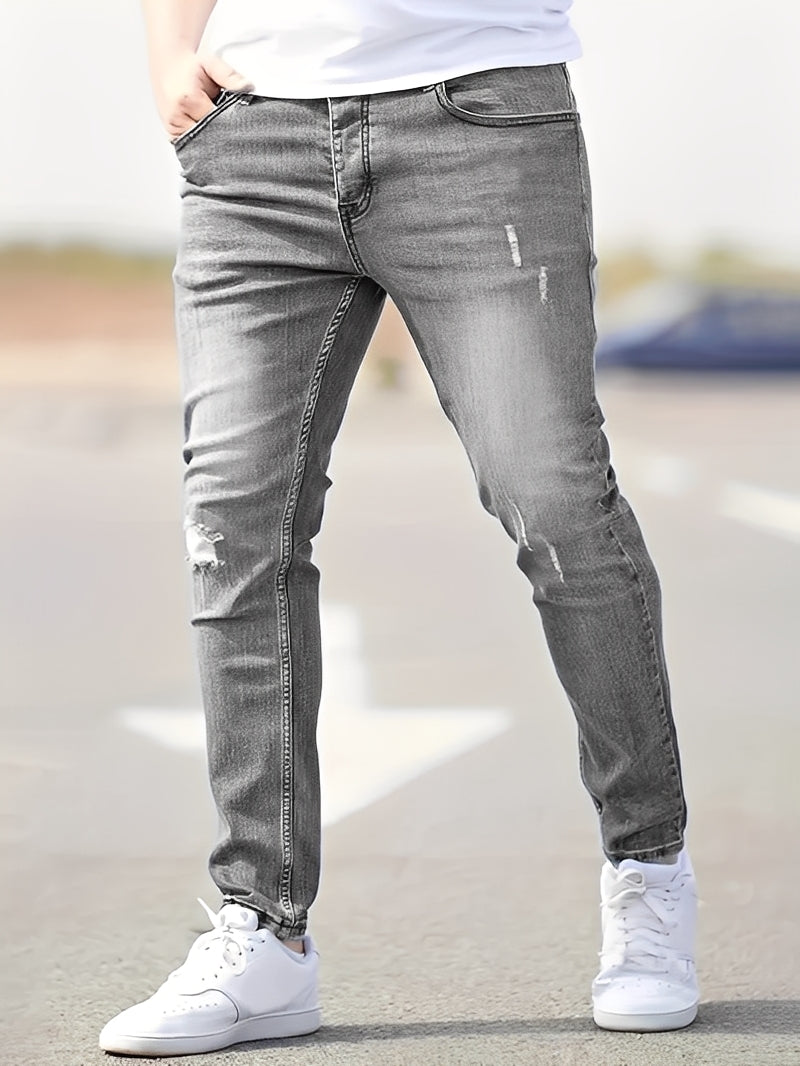 Jenson - Stylowe Skinny Jeans z Przetarciami dla Mężczyzn
