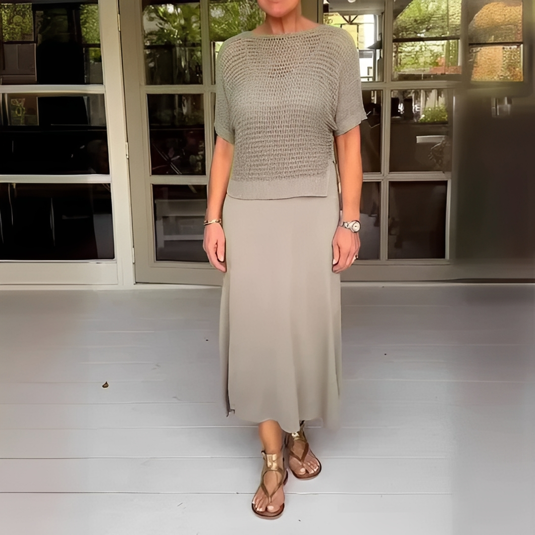 Almera - Zestaw kurtka i spódnica dzianinowa dla kobiet