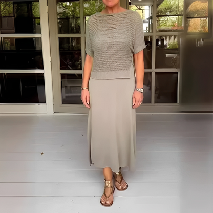 Almera - Zestaw kurtka i spódnica dzianinowa dla kobiet