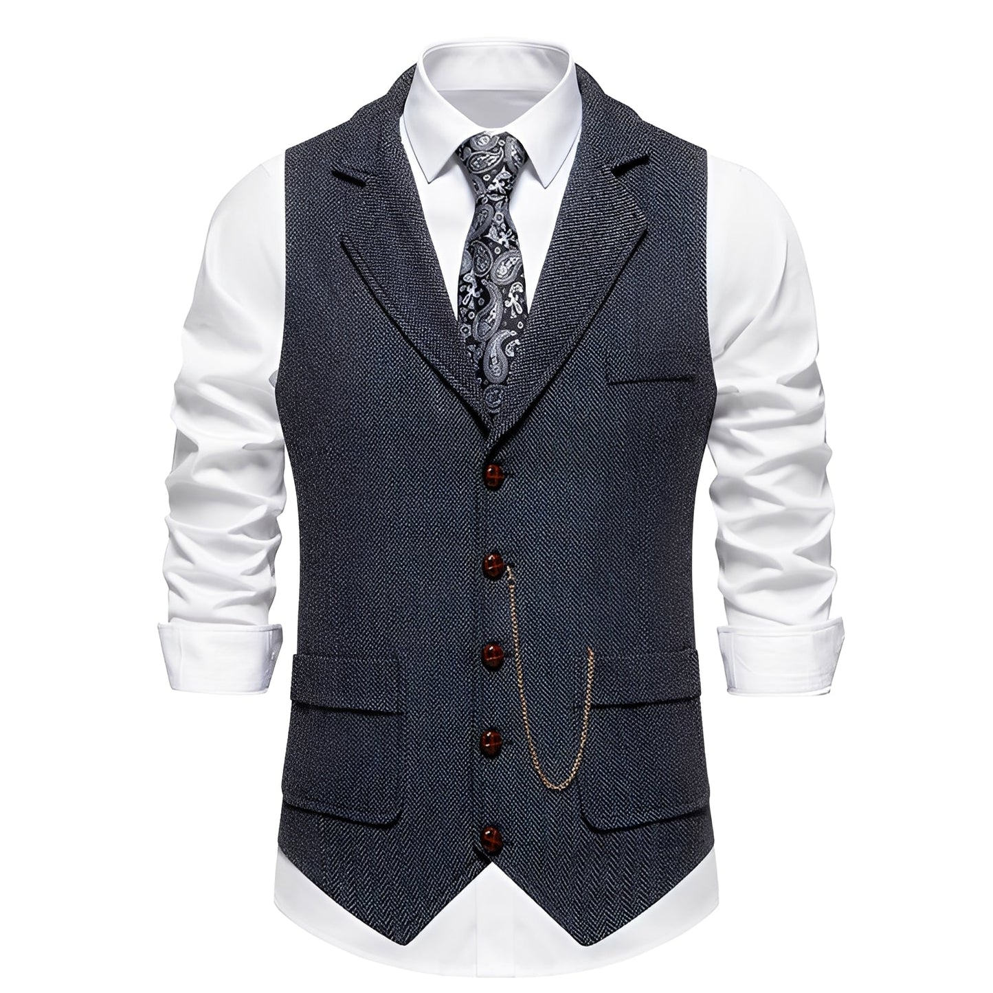 Luther - Klasyczna kamizelka z wzorem w jodełkę dla mężczyzn