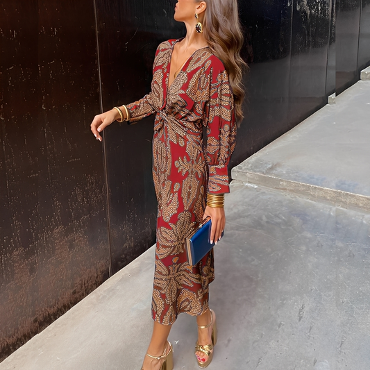 Louna - Elegancka sukienka z dekoltem V dla kobiet