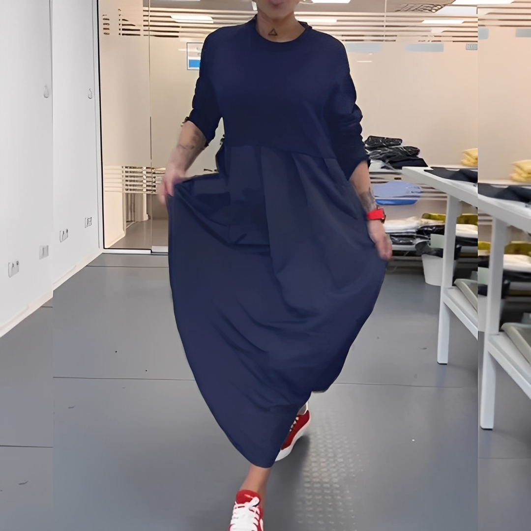 Gisèle - Sukienka codzienna z okrągłym dekoltem dla kobiet