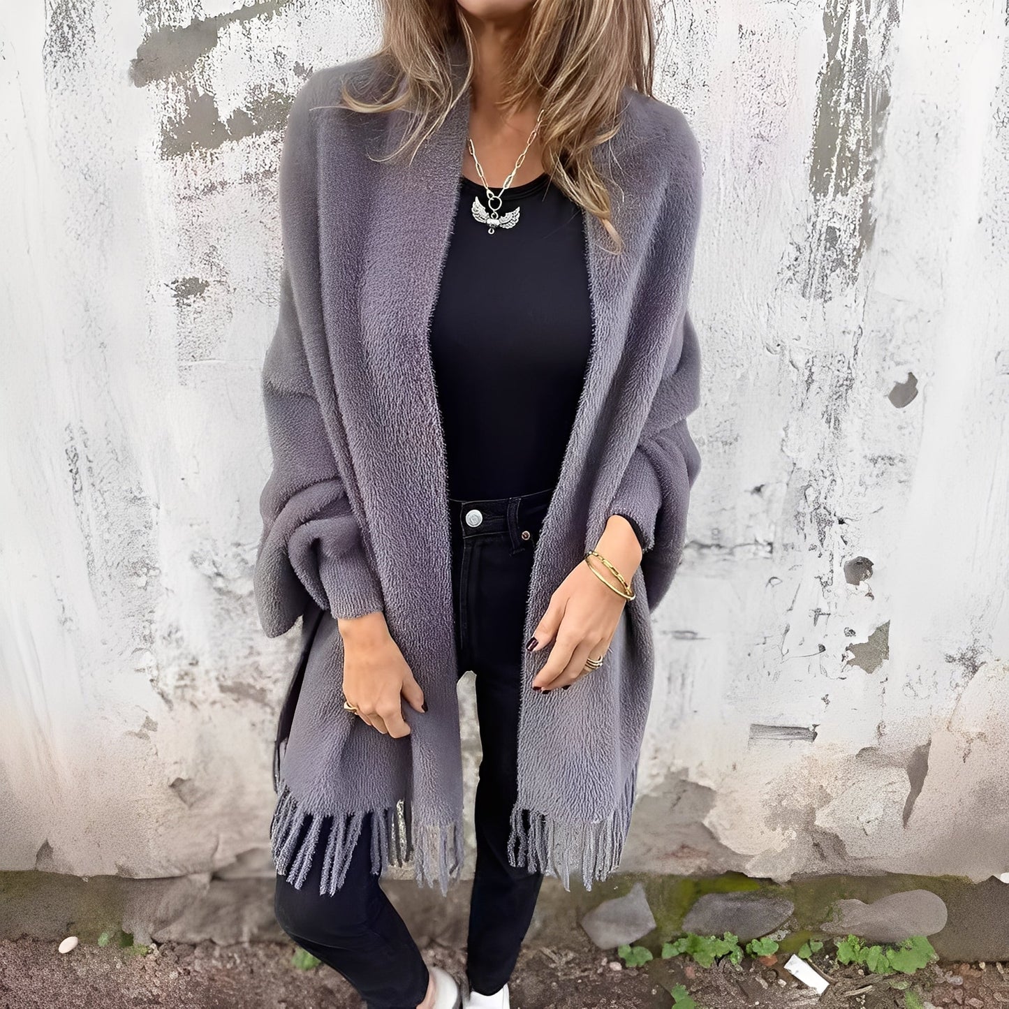 Bethney - Stylowa, luźno dziana kurtka dla kobiet