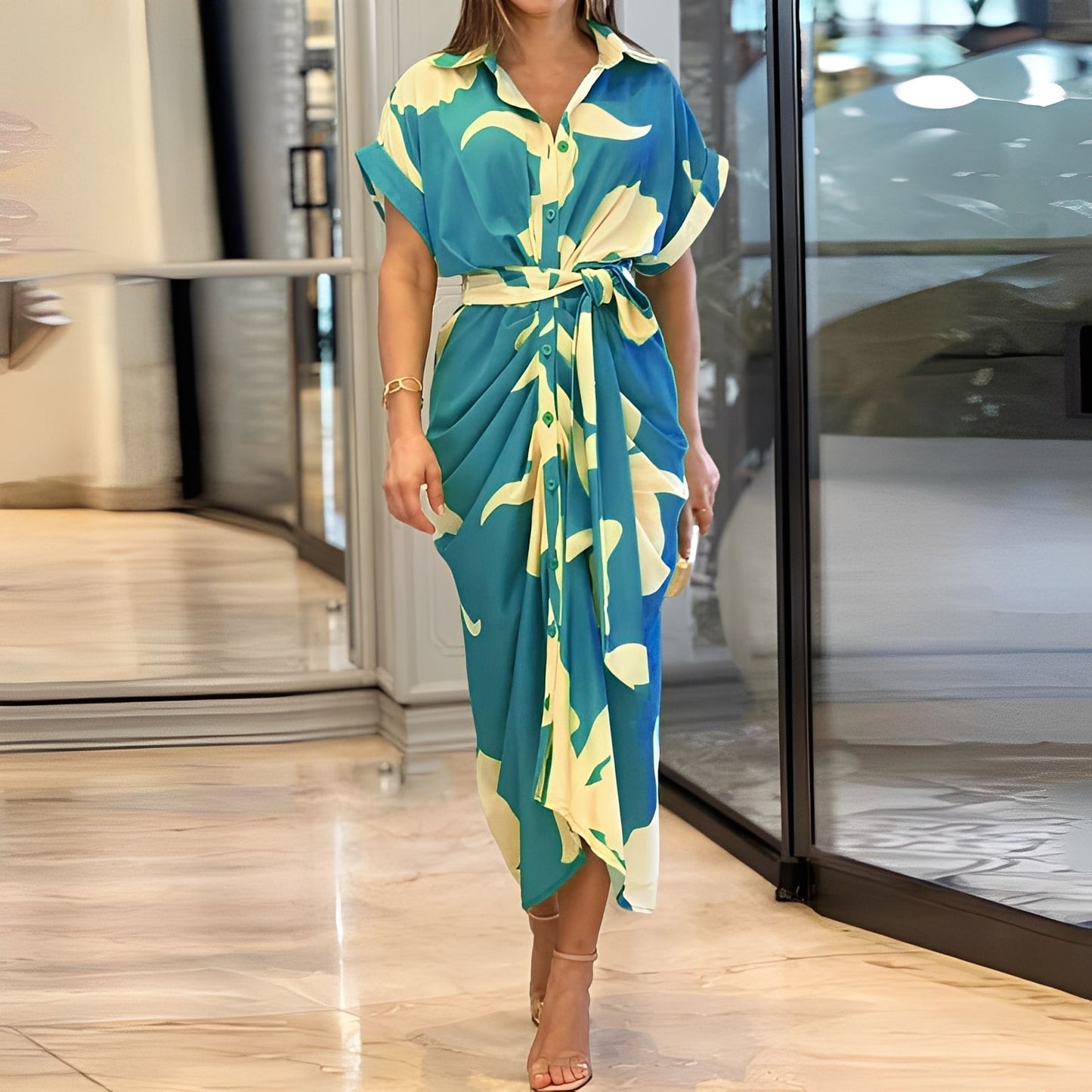 Charlène - Stylowa sukienka z guzikami dla kobiet