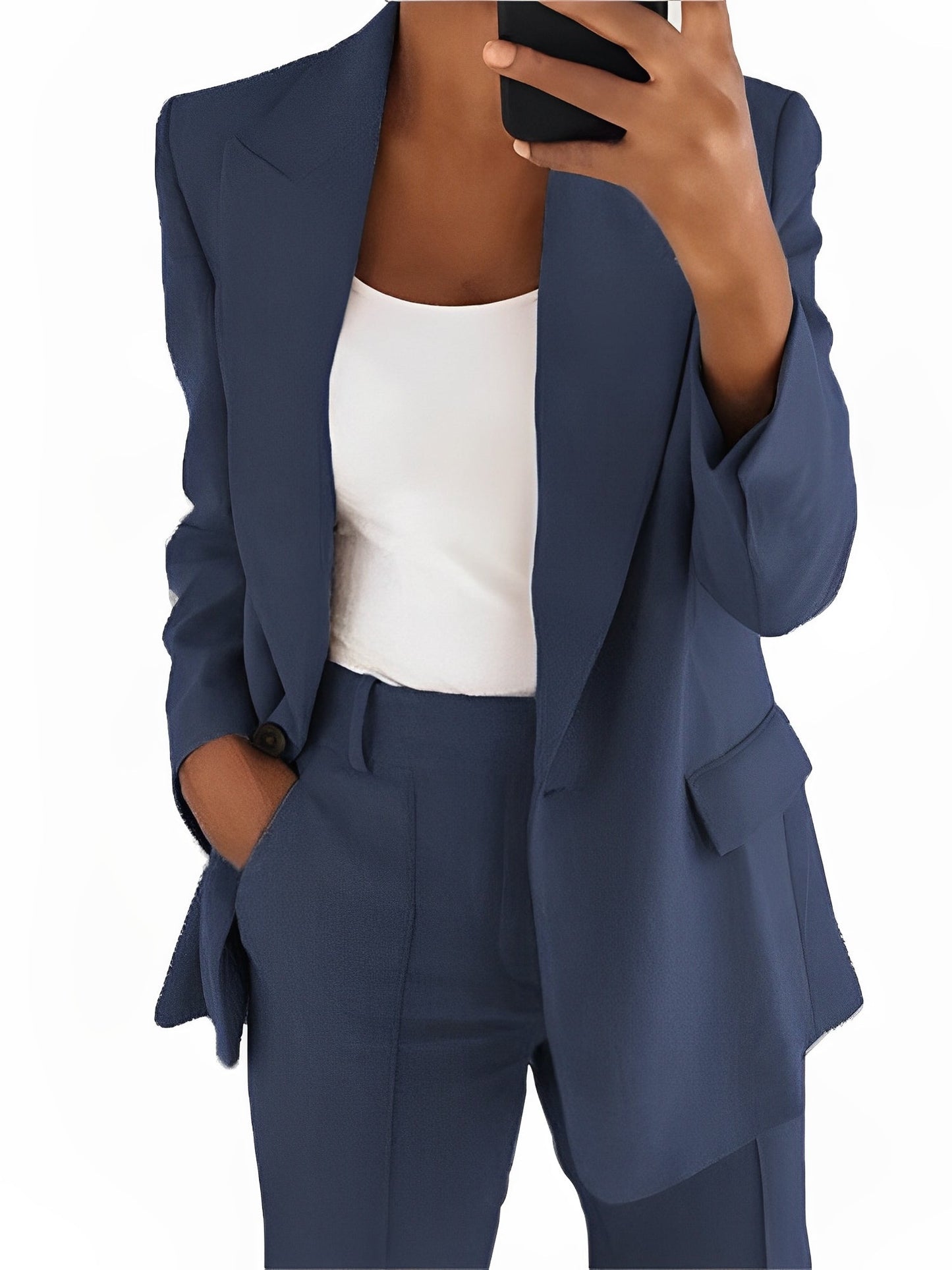 Lorainne - Casualny smukły garnitur z klapami dla kobiet