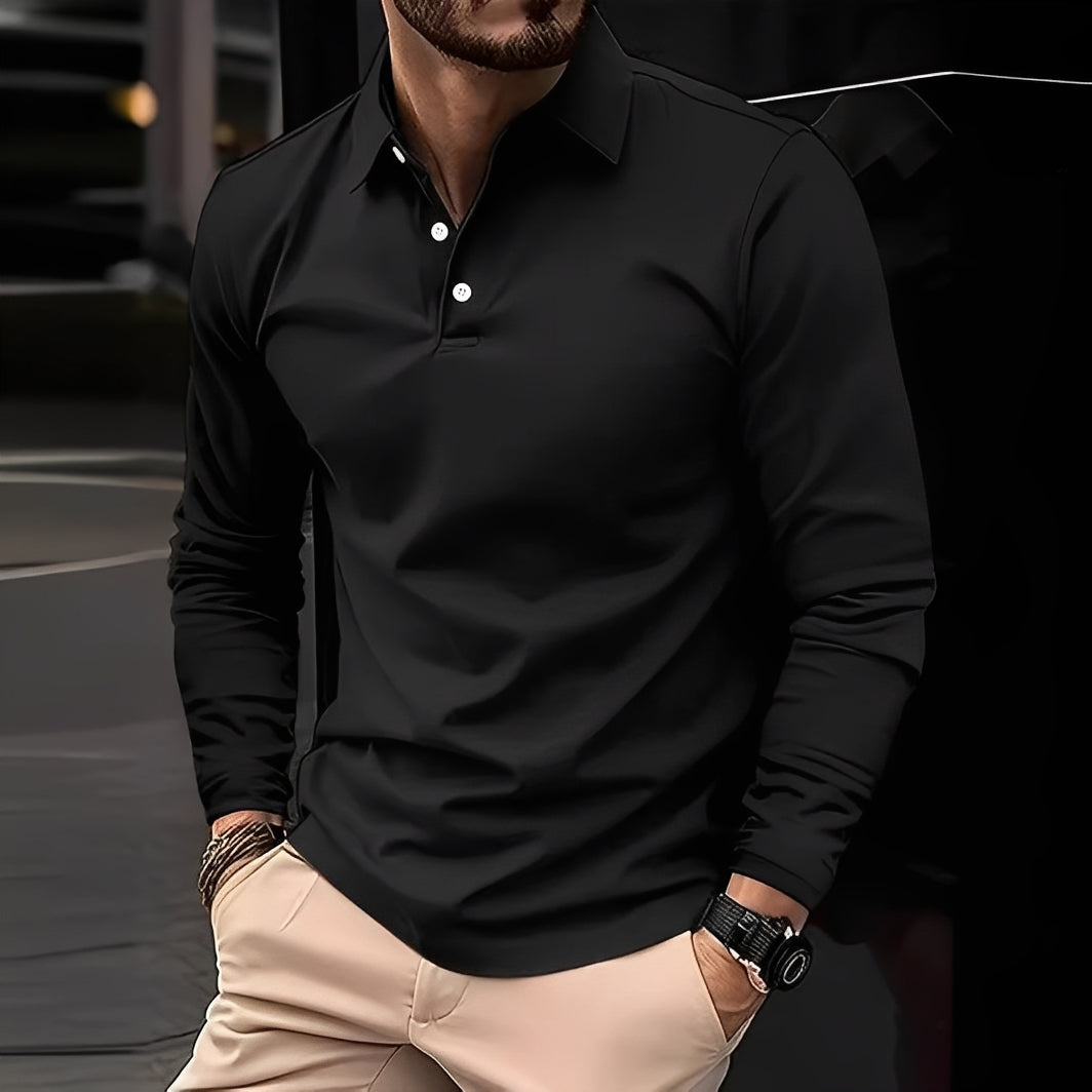 Stephen - Swobodne długi rękaw polo dla mężczyzn