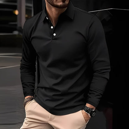 Stephen - Swobodne długi rękaw polo dla mężczyzn