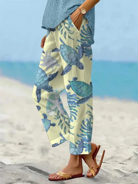 Sandra - Luźne luźne spodnie plażowe dla kobiet