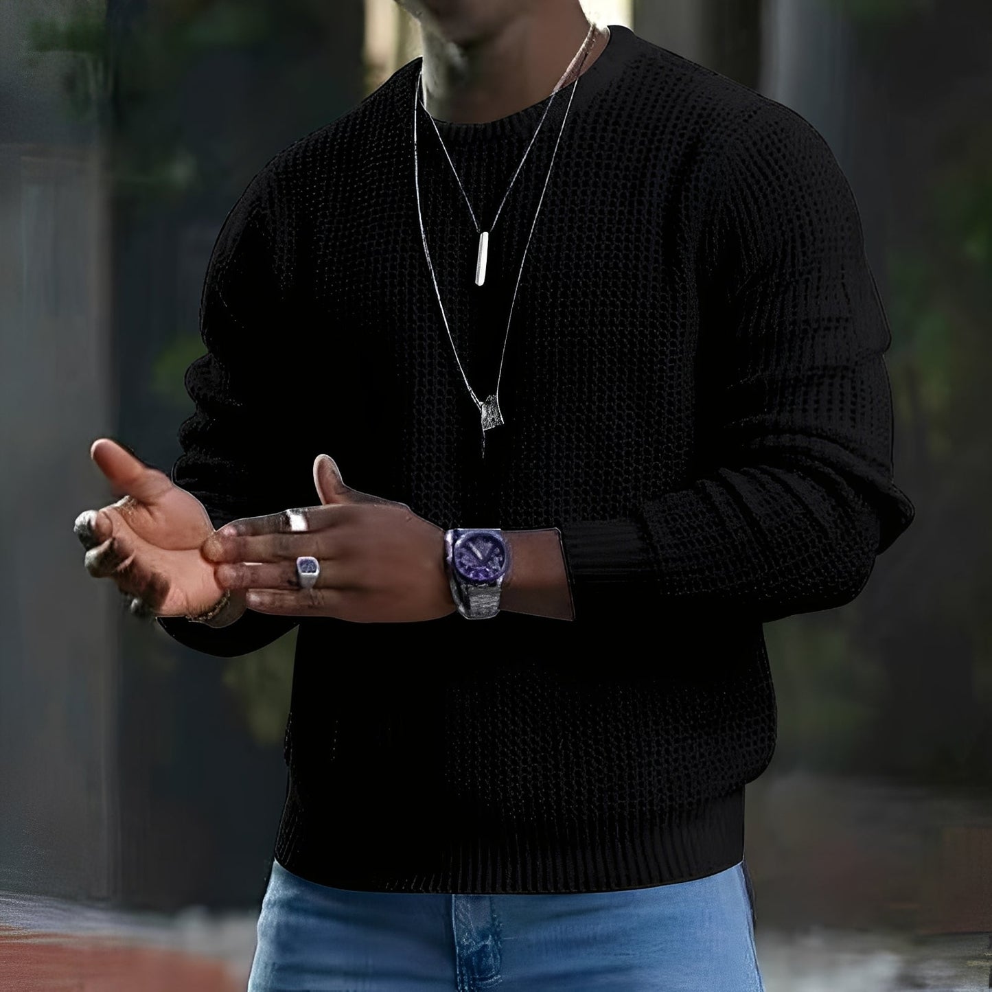 Luke - Luźny długi rękaw sweter dla mężczyzn