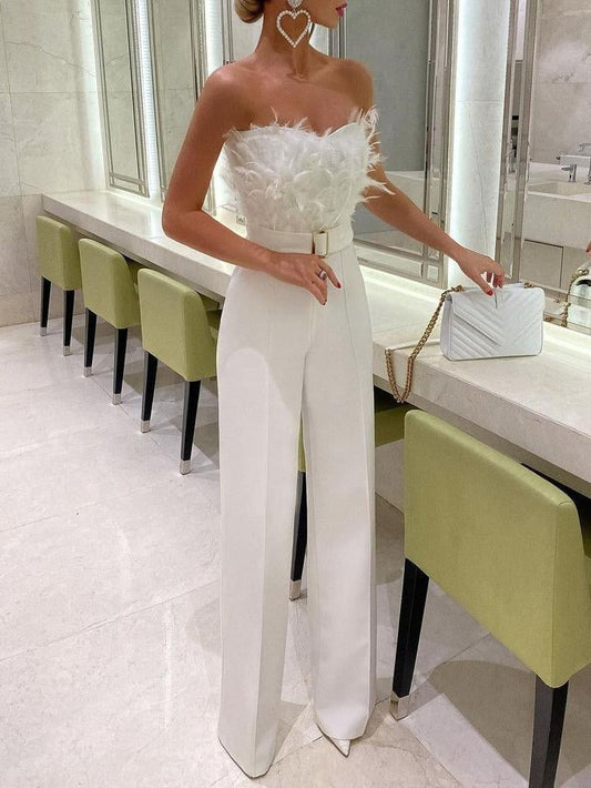 Frola - Elegancki kombinezon z topem bandeau