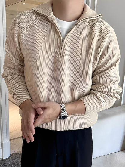 Lucas - Stylowy sweter z połowicznym zamkiem dla mężczyzn