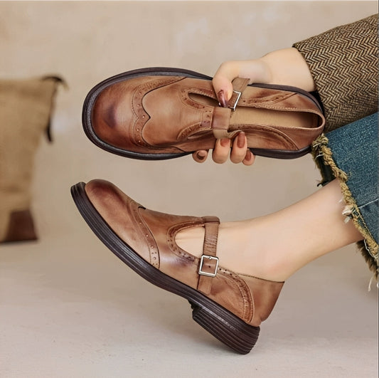 Erika - Retro-buty z grubej skóry dla kobiet
