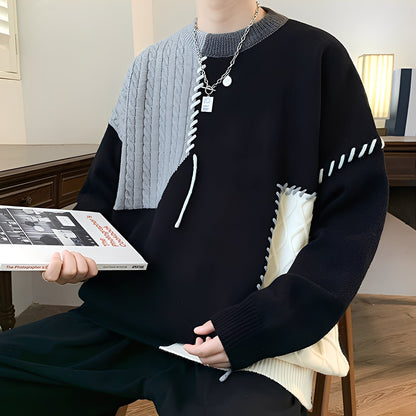 Curtis - Stylowy polarowy sweter z kolorowym blokiem dla mężczyzn