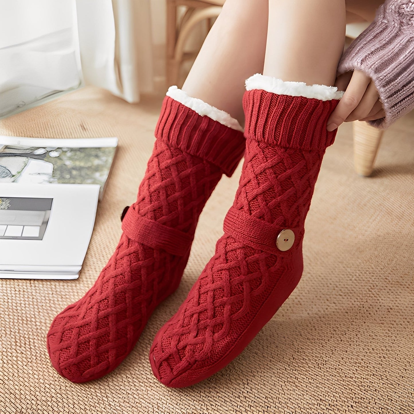 Lavina - Stylowe, z polarową podszewką wełniane skarpety dla kobiet