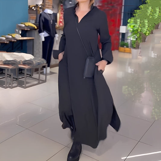 Hélène - Sukienka luźna z bocznym rozcięciem dla kobiet