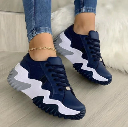 Kasia - Ortopedyczne skórzane sneakersy z patchworkiem