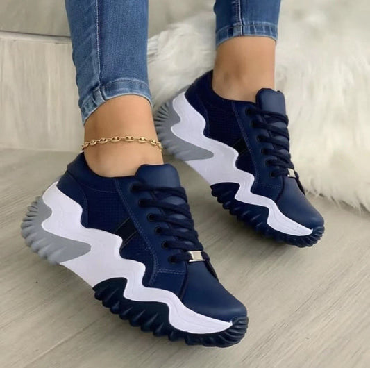 Kasia - Ortopedyczne skórzane sneakersy z patchworkiem
