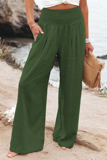 Quinley - Lniane spodnie z stretch