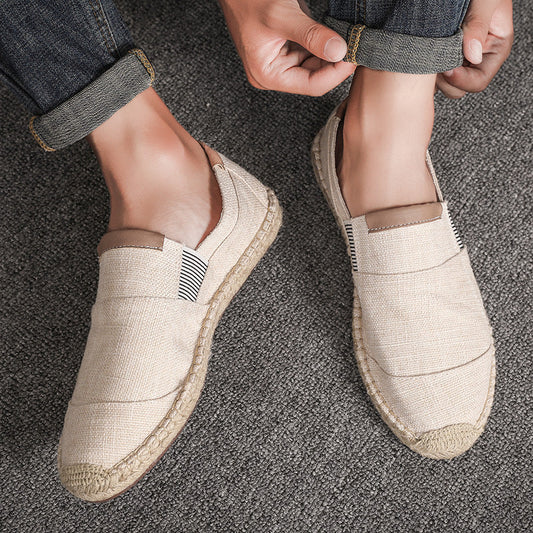 Bozz - Eleganckie, ręcznie robione buty z płótna i słomy
