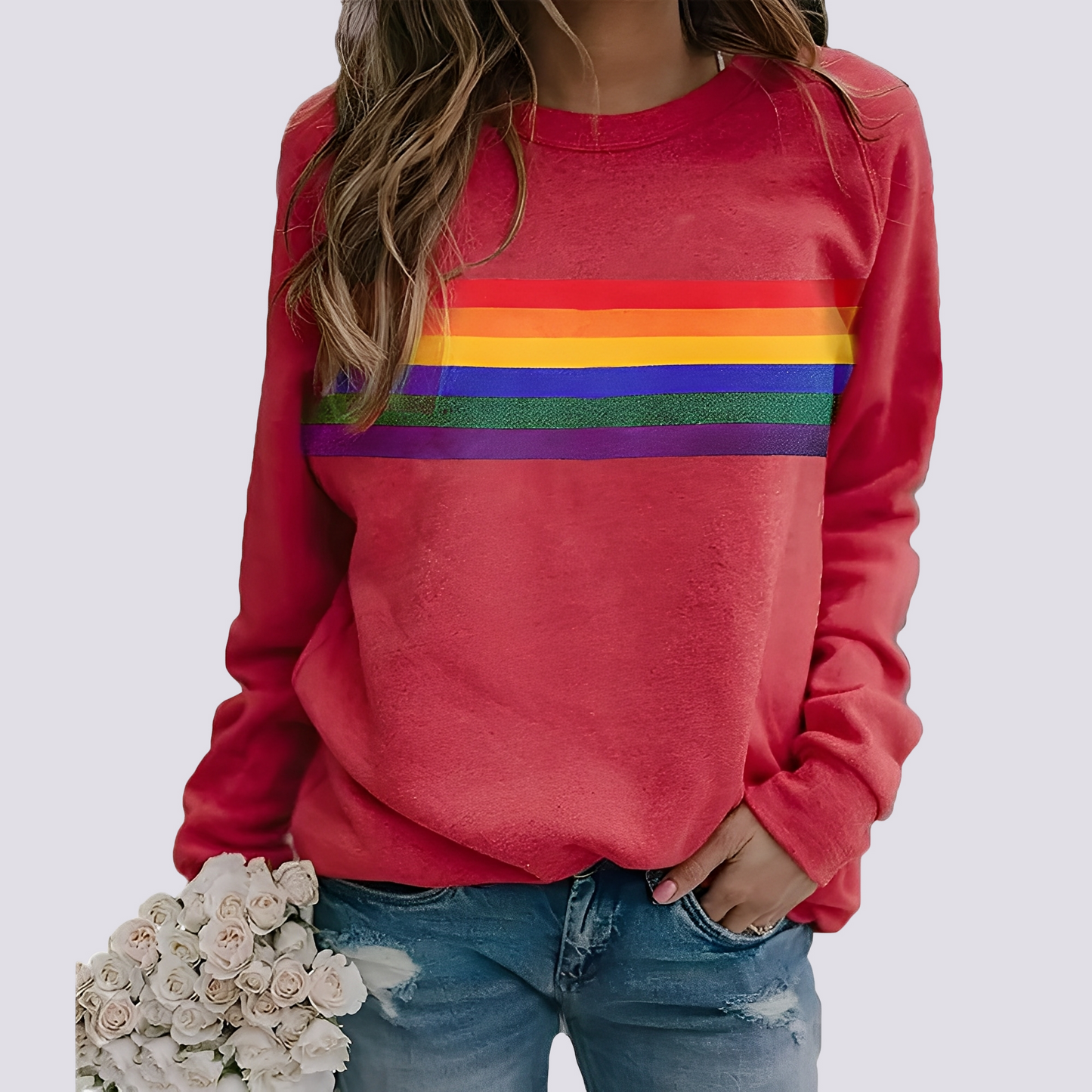 Roseann - Stylowy sweter z kolorowym nadrukiem dla kobiet