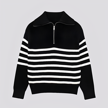 Christine - Stylowy pasiasty sweter z zamkiem dla kobiet