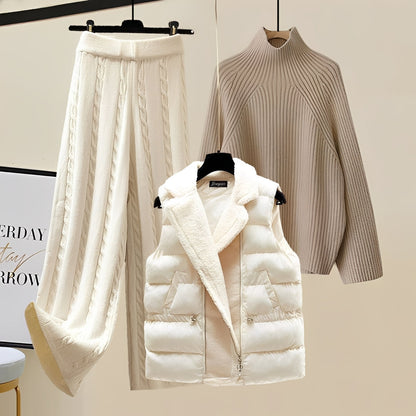 Lucie - Stylowy 3-częściowy zestaw dzianinowy dla kobiet