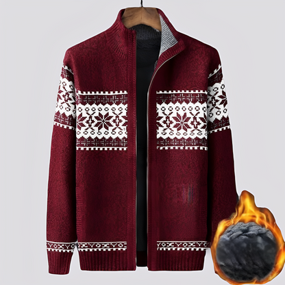 Charley - Sweter wełniany z podszewką Sherpa i zimowym wzorem dla mężczyzn