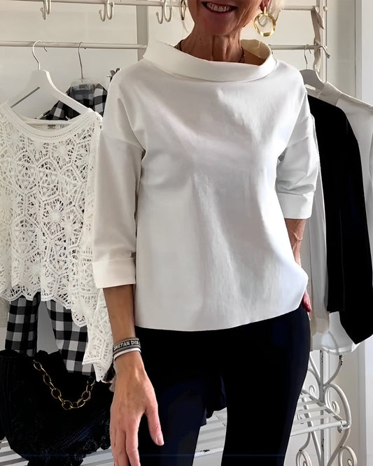 Orinda - Elegancki top damski z półkołnierzykiem