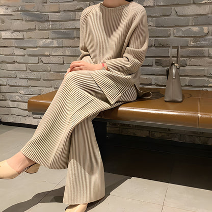 Christine - Luźno dziany zestaw sweter i spodnie dla kobiet