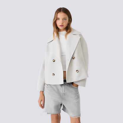Bethney - Elegancka krótka kurtka wełniana z klasycznym kołnierzem dla kobiet