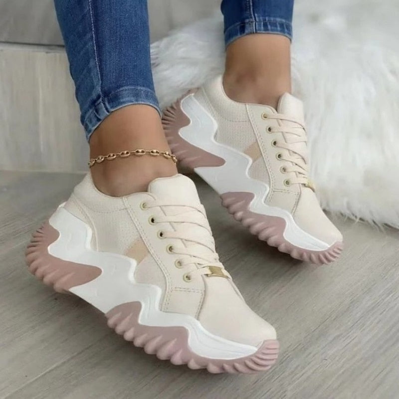 Kasia - Ortopedyczne skórzane sneakersy z patchworkiem