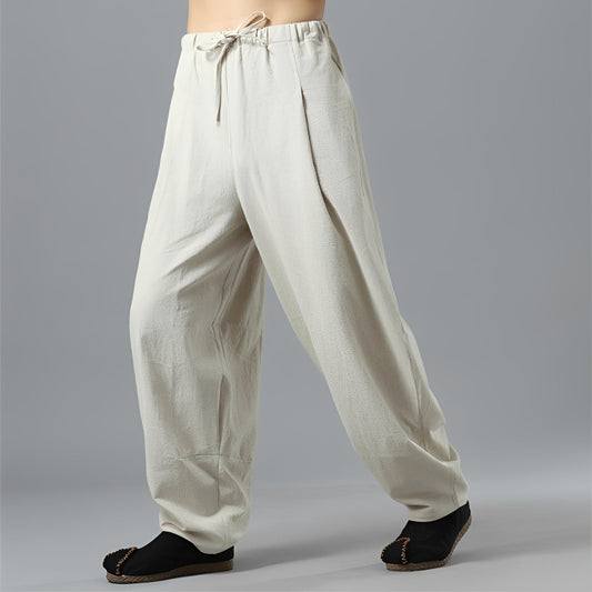 Alfred - Luźne lniane spodnie z szerokimi nogawkami dla mężczyzn