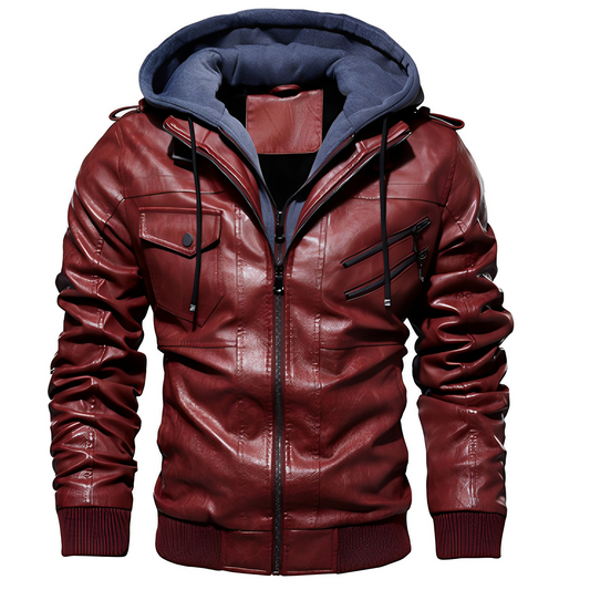 Brian - Stylowa skórzana kurtka z kapturem dla mężczyzn