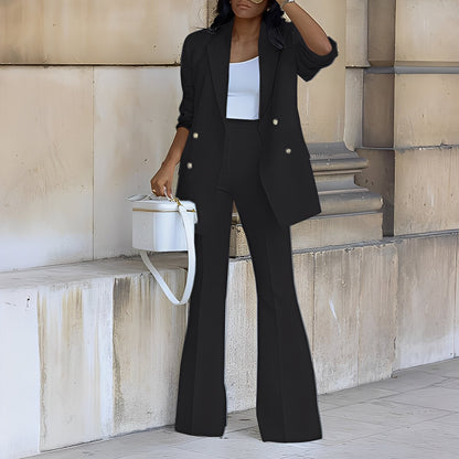 Mélanie - Długi elegancki i formalny blezer dla kobiet zestaw