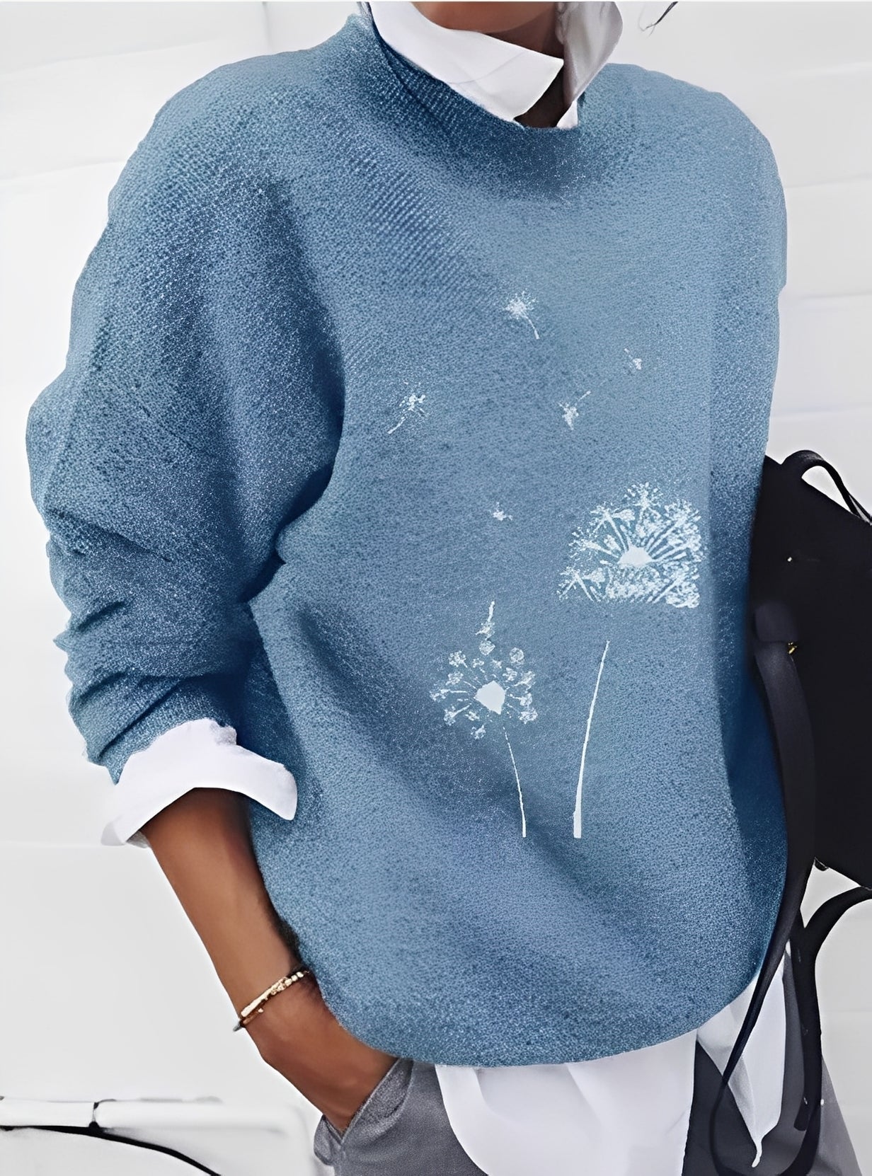 Milly - Stylowy, luźno szyty sweter z nadrukiem dla kobiet