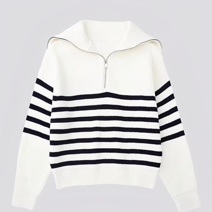 Christine - Stylowy pasiasty sweter z zamkiem dla kobiet