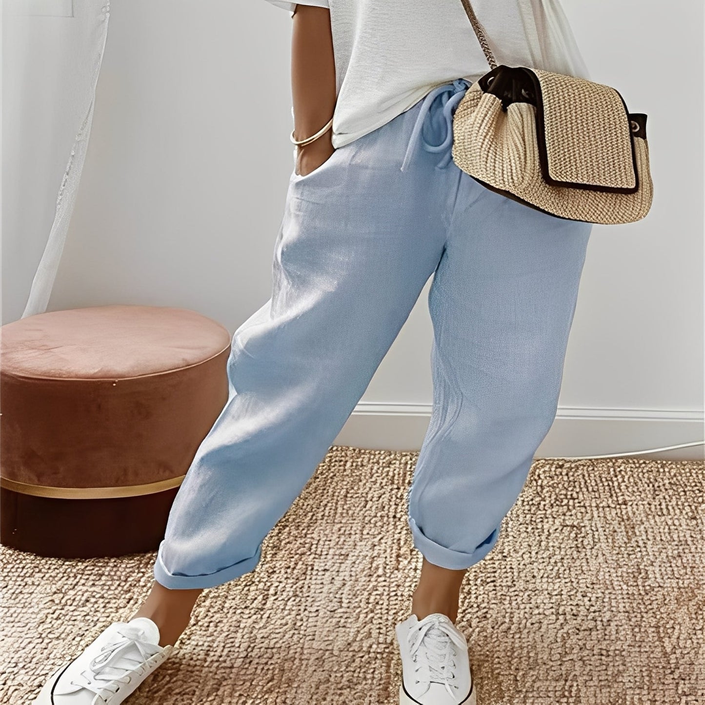 Jacinthe - Spodnie wygodne z sznurkiem dla kobiet