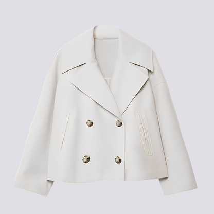 Bethney - Elegancka krótka kurtka wełniana z klasycznym kołnierzem dla kobiet