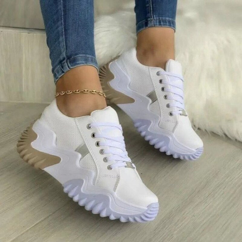 Kasia - Ortopedyczne skórzane sneakersy z patchworkiem