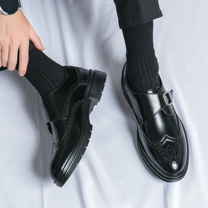 Jasper - Formalne skórzane buty z zapięciem na klamrę dla mężczyzn