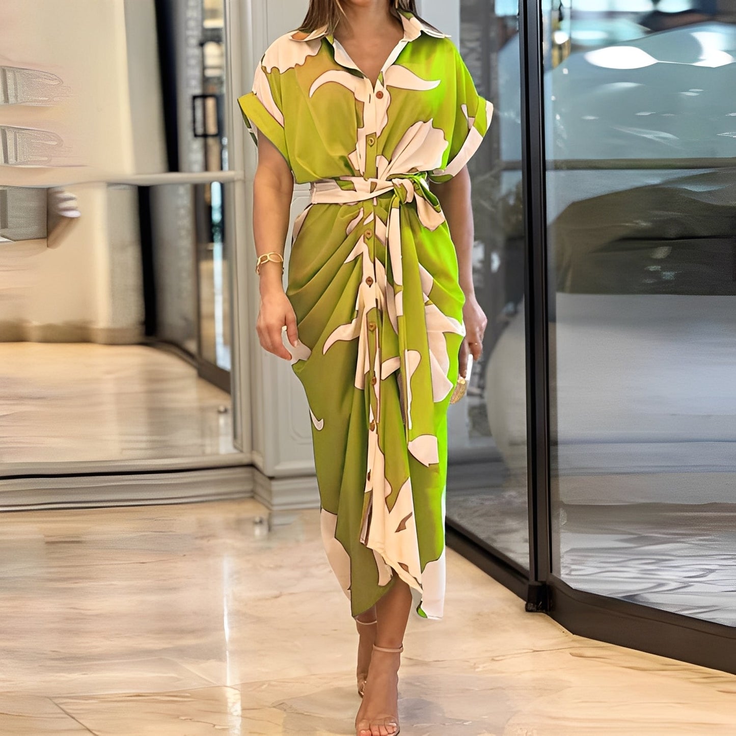 Charlène - Stylowa sukienka z guzikami dla kobiet