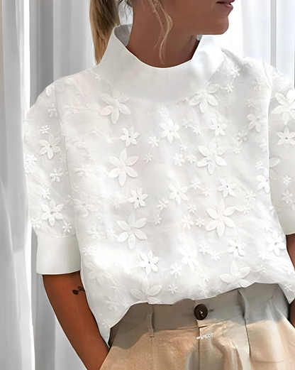 Julia - Stylowa haftowana bluzka z stójką dla kobiet
