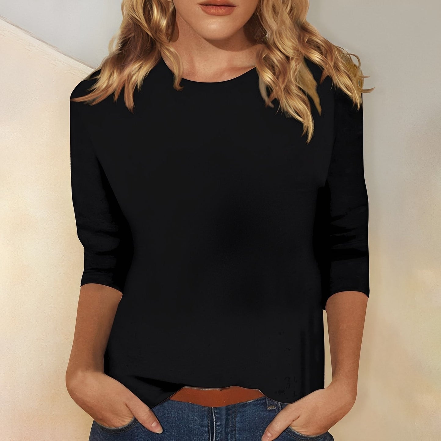 Louisa - Luźna, prosta koszulka z długim rękawem dla kobiet