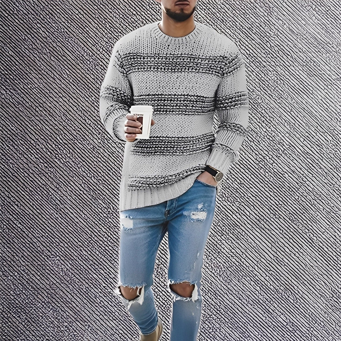 Kenzo - Sweter w paski dla mężczyzn