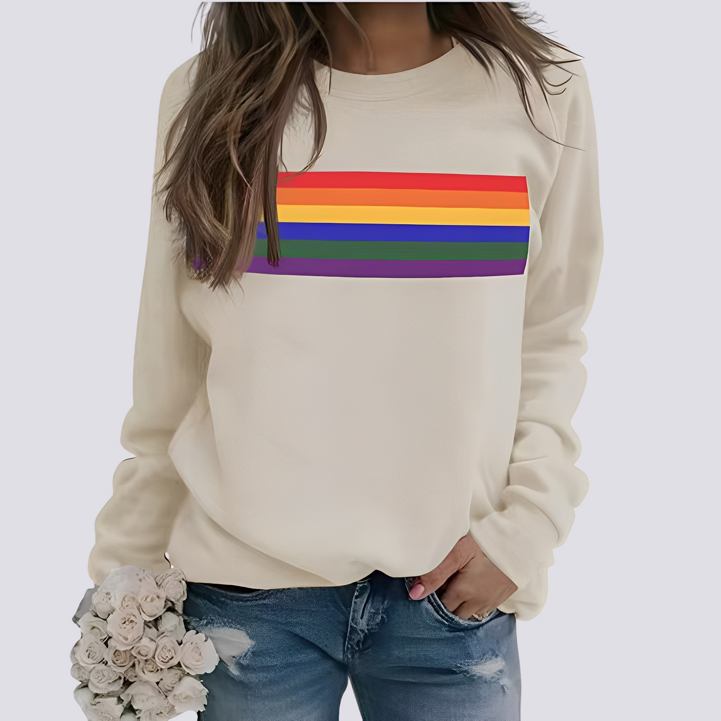 Roseann - Stylowy sweter z kolorowym nadrukiem dla kobiet