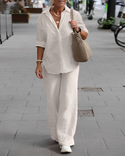 Earleen - Wygodny dwuczęściowy garnitur z lnu dla kobiet