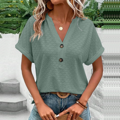 Danielle - Swobodna letnia bluzka z guzikami