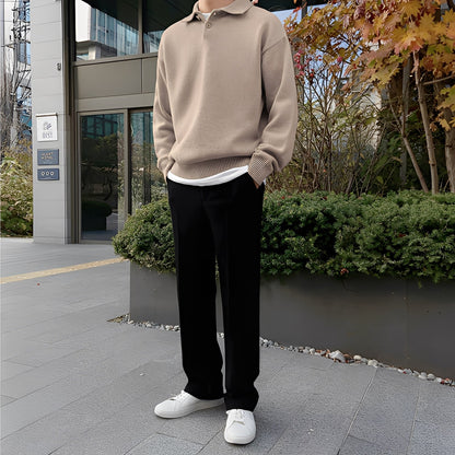 Bernard - dziergany długi rękaw polo dla mężczyzn