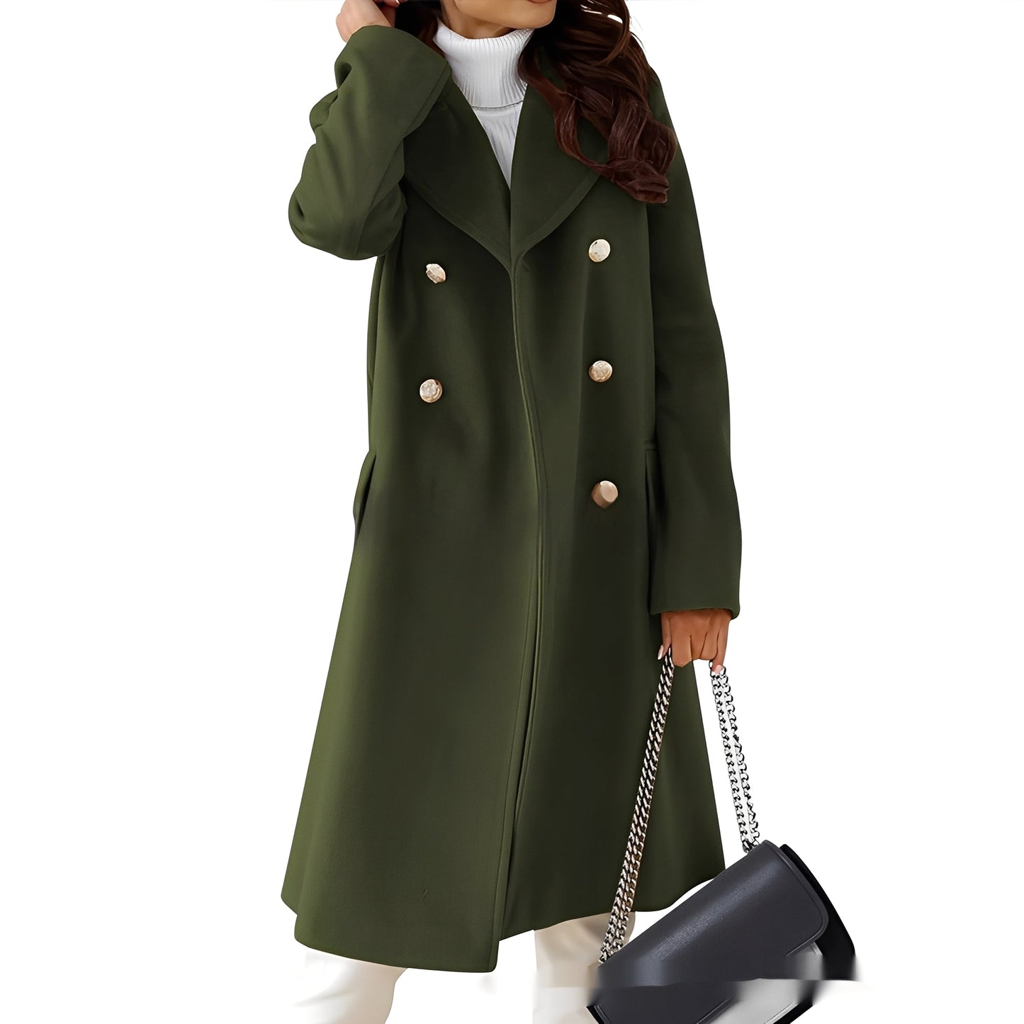 Amanda - Elegancki dwurzędowy płaszcz dla kobiet